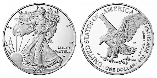 American Silver Eagle Bullion Coins Type 2 - Reverse of 2021 US Coin