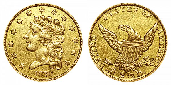 Classic Head Gold $2.50 Quarter Eagle No Motto On Reverse US Coin
