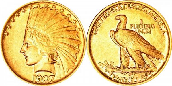 Indian Head Gold $10 Eagle Type 1 - No Motto US Coin