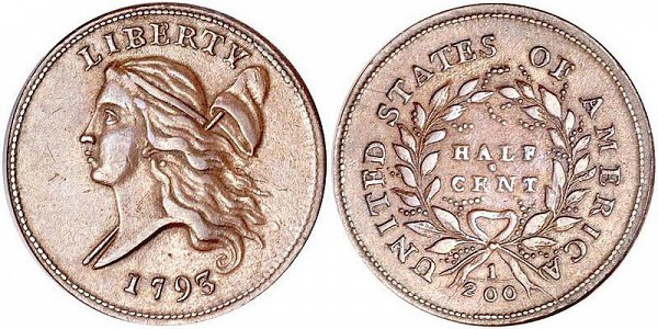 Liberty Cap Half Cents Head Facing Left US Coin