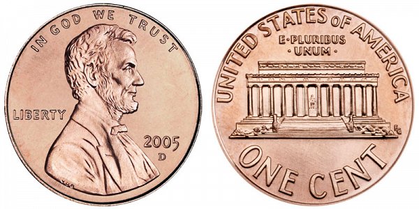 Lincoln Memorial Cent Small Cents Copper Alloy Penny US Coin