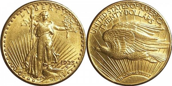Saint Gaudens Gold $20 Double Eagle With Motto - In God We Trust US Coin