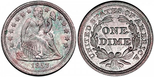 Seated Liberty Dimes Type 2 Resumed - Stars and Drapery on Obverse US Coin