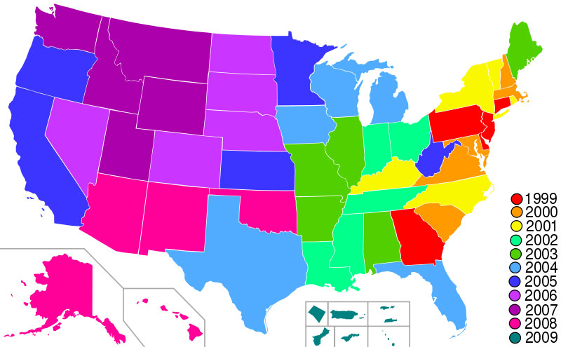 Statehood Quarters Map