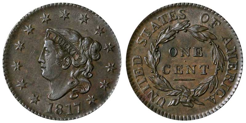 1817 Coronet Liberty Head Large Cent 13 Stars Matron Early Copper ...