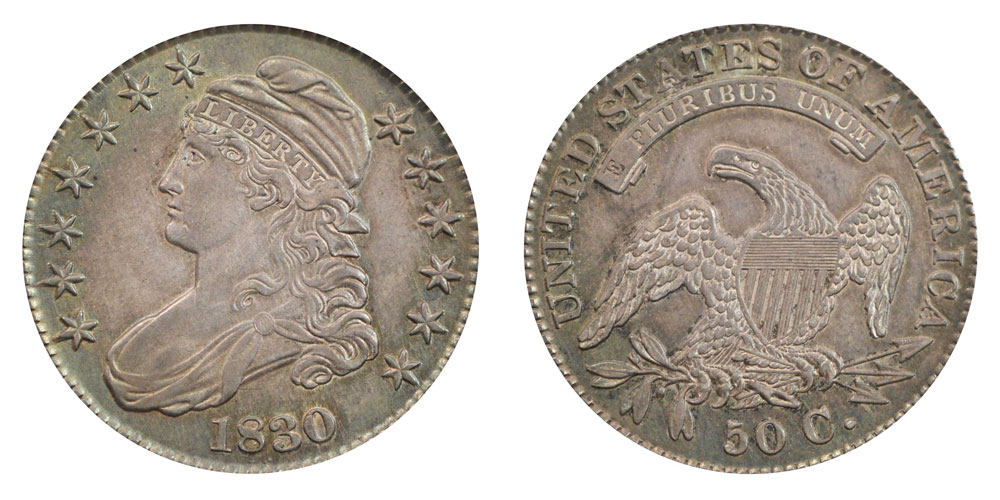 1830 Capped Bust Half Dollar Small 0 in Date Lettered Edge Coin Value Prices, Photos & Info