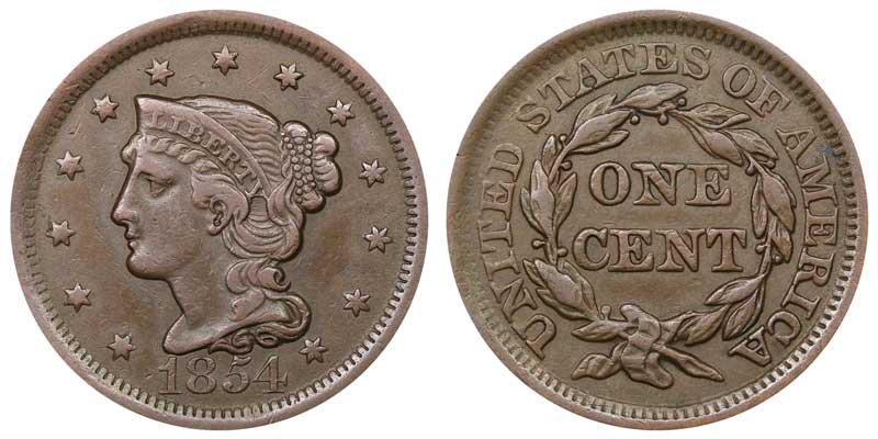 1854 Large Cent NIce - For Sale, Buy Now Online - Item #745061