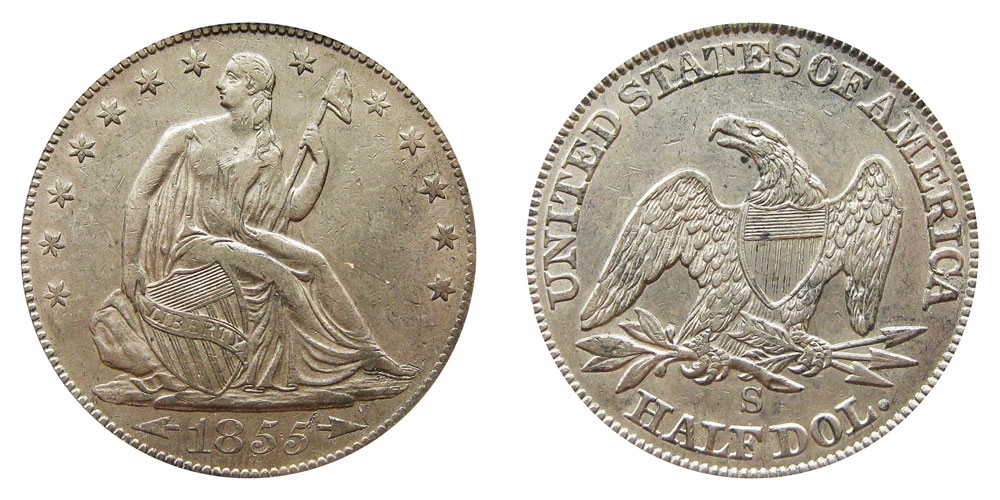 アメリカ シーテッドリバティ1855年 ハーフダラー アメリカ シーテッドリバティ1855年 ハーフダラー COIN-SPECIAL