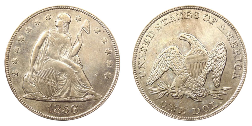 1856 Seated Liberty Silver Dollar Coin Value Prices, Photos & Info