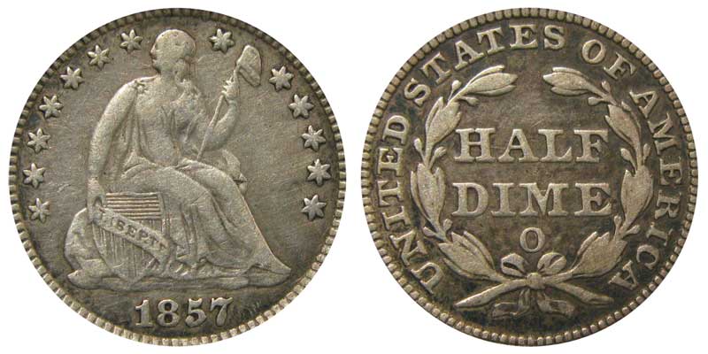 2 AVAILABLE Details about   1857 SEATED LIBERTY HALF DIME GOOD