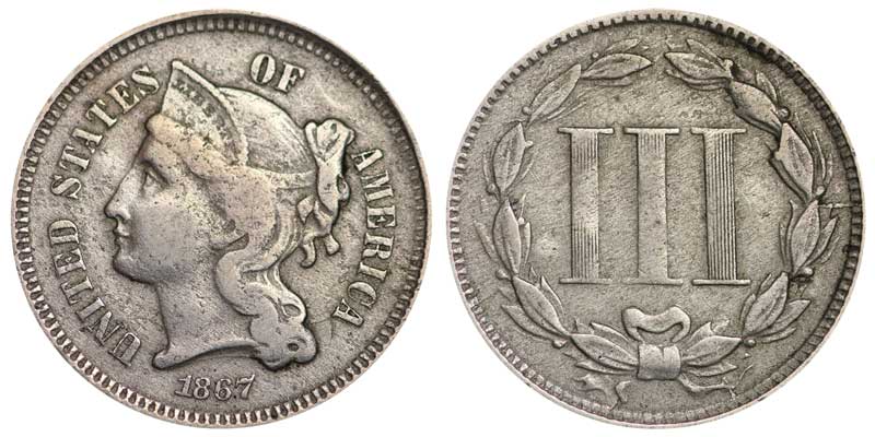 1867 Nickel Three Cent Coin Value Prices, Photos & Info