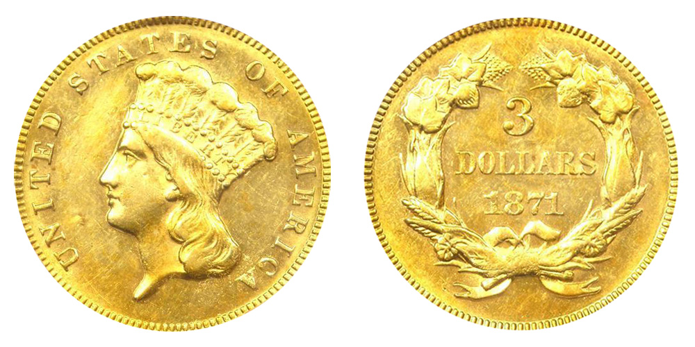 1870 S Indian Princess Head Gold $3 Unique Three Dollar Piece - Early Gold  Coins Coin Value Prices, Photos & Info