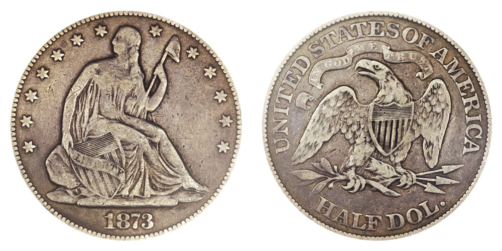 1873 Seated Liberty Half Dollar Open 3 Coin Value Prices, Photos ...