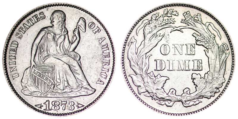 1873 Seated Liberty Dime Coin Value Prices, Photos & Info