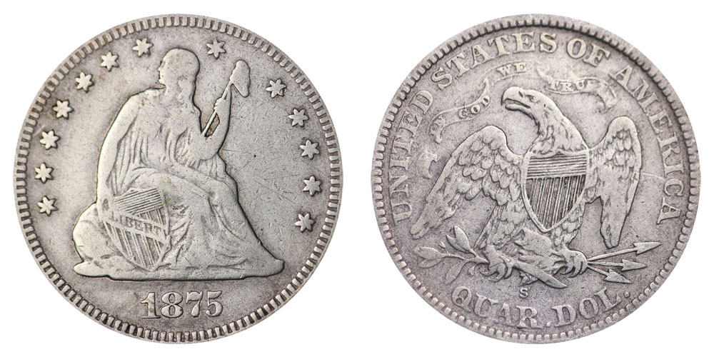 1875 quarter dollar coin value