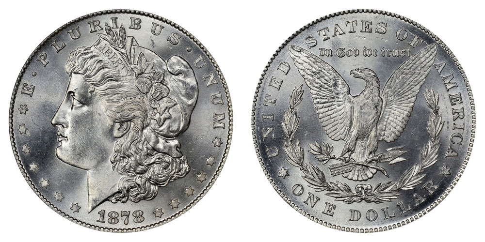 1878 Morgan Silver Dollar 7 Tail Feathers - Reverse of 1878 ...