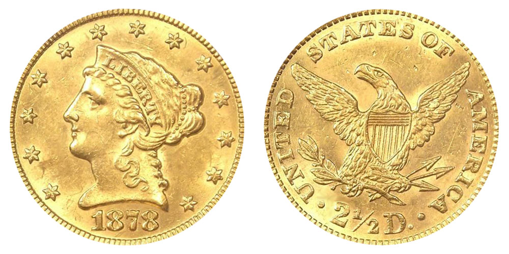 1878 Coronet Head Gold $2.50 Quarter Eagle Liberty Head - Early ...