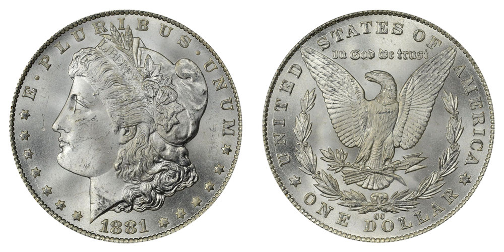 1881-CC Morgan dollar 1881-cc morgan silver dollar