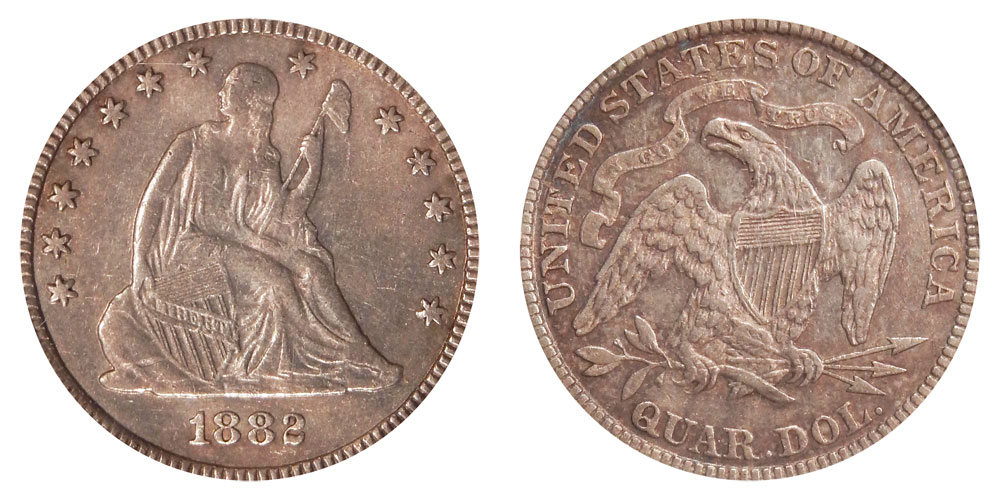 1882 Seated Liberty Quarter Coin Value Prices, Photos & Info