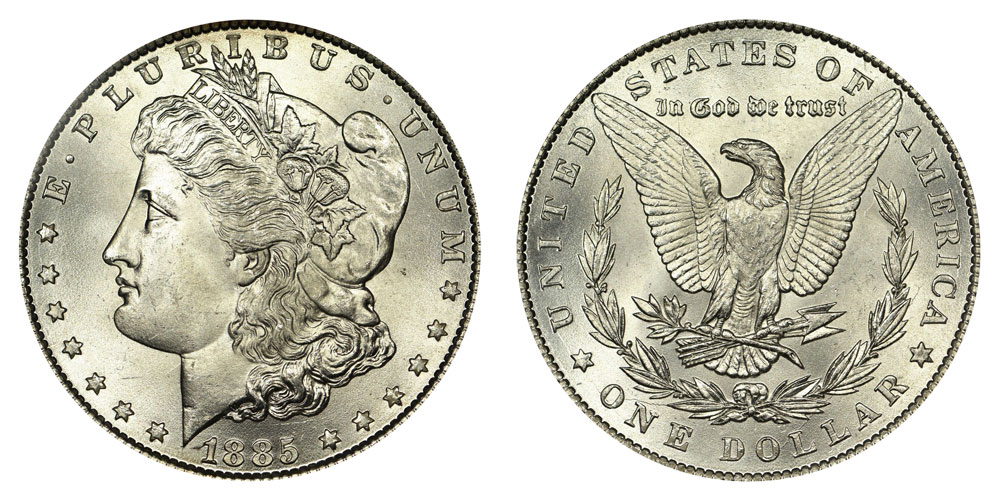 1885 O $1 Morgan Silver Dollar VF Very Fine with 1905 Liberty Nickel Good