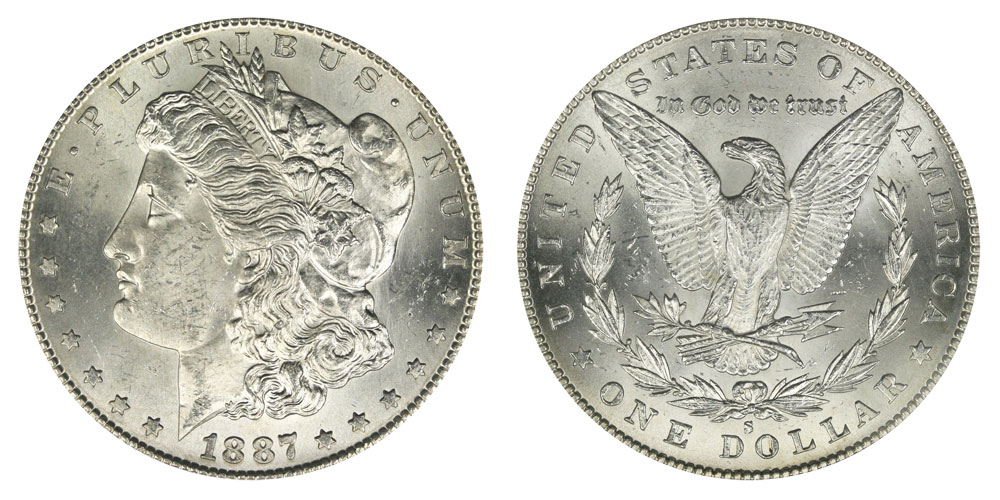 【進化版】 アンティークコイン 1887年アメリカ合衆国SILVERMorgan US Dollar Coin EAGLE PCGS MS