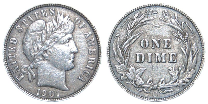 Details about   1901 O Barber Dime 