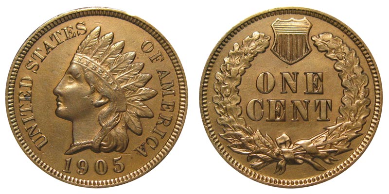 Indian Head Cent Full LIBERTY Full Rim 1c Fine to XF 1905 U.S 