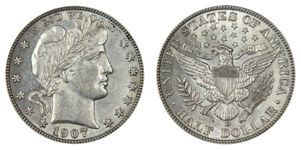 Details about   1907-D Barber Silver Half Dollar VG Uncertified