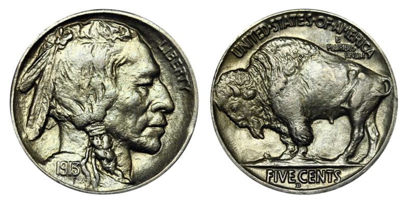 1913 D Buffalo / Indian Head Nickel Coin Value Prices, Photos & Info