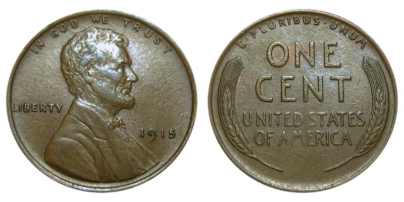 1915 Lincoln Wheat P Penny Very Good Details