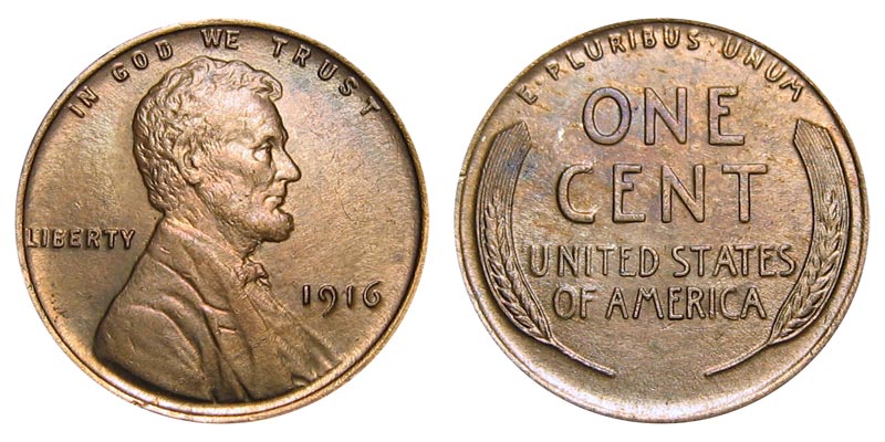 *1916-P* Lincoln Wheat Cent Average full date  Lot V121 