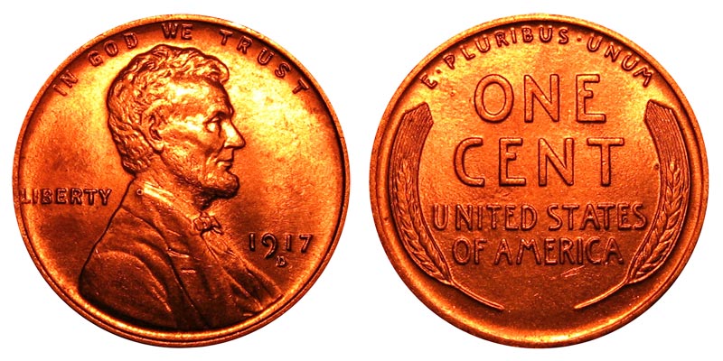 1917 D 1c Lincoln Wheat Cent Penny US Coin F Fine 