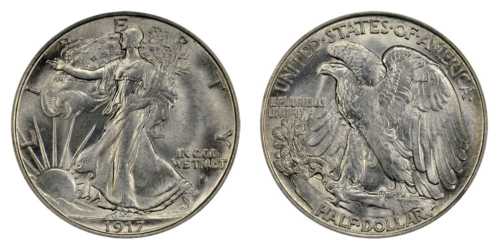 SKU#10005 Details about   1917-D Rev Walking Liberty Half Dollar AG 