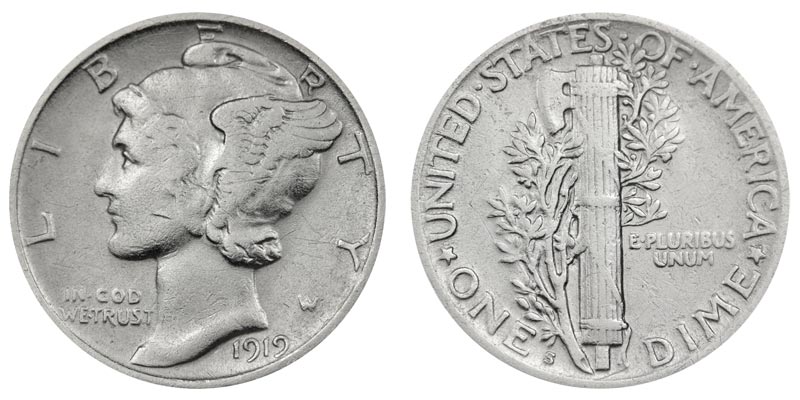 1919 S Mercury Silver Dime Coin Value Prices, Photos & Info