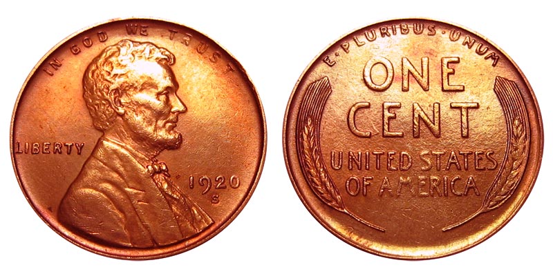 1920-D  Lincoln Wheat Cent in F