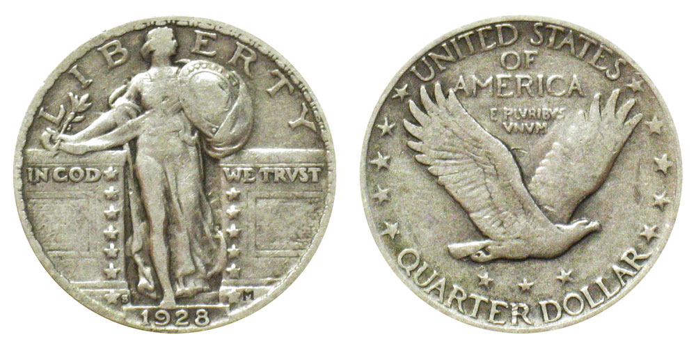 1928 S Standing Liberty Quarter G Good 90% Silver 25c US Type Coin Collectible