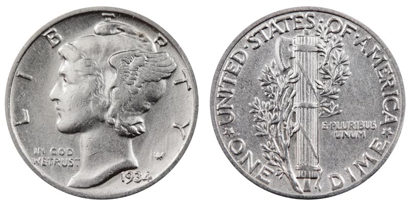 1934 Mercury Silver Dime Coin Value Prices, Photos & Info