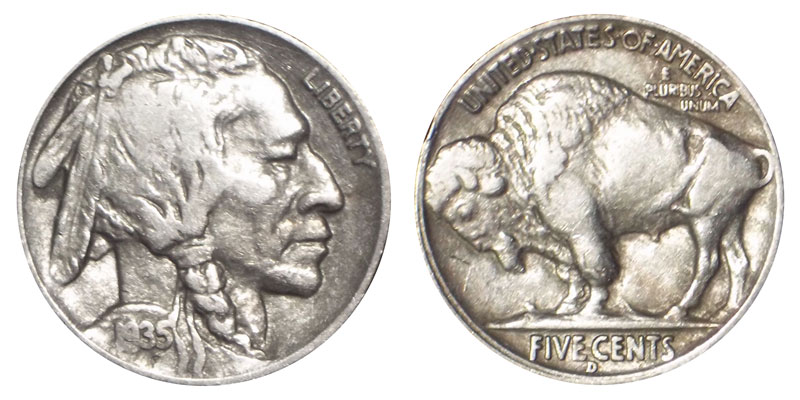 1935 D Buffalo / Head Nickel Value Prices, Photos & Info