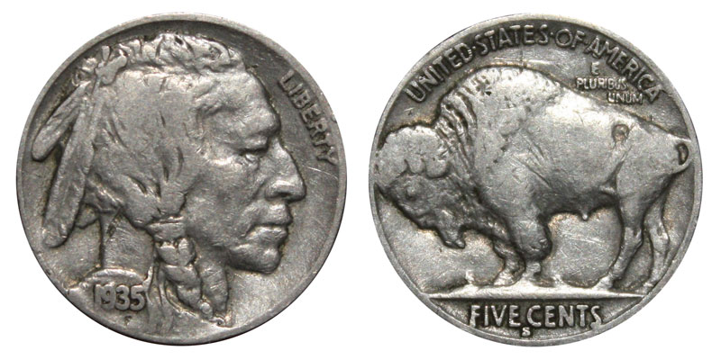 1935 S Nickels Indian Nickel - Line Type: Personal