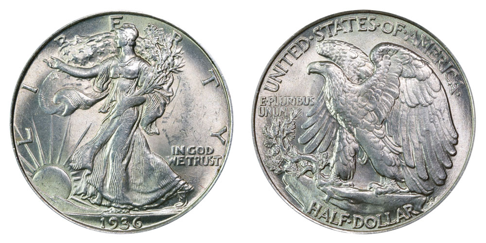1936-S Walking Liberty Half Dollar 90/% Silver US Coin Very Fine or Better