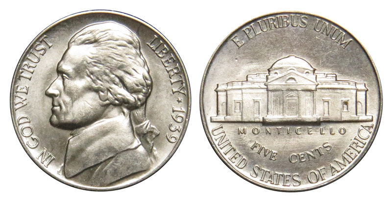 Details about   1939 Jefferson Nickel 5c 