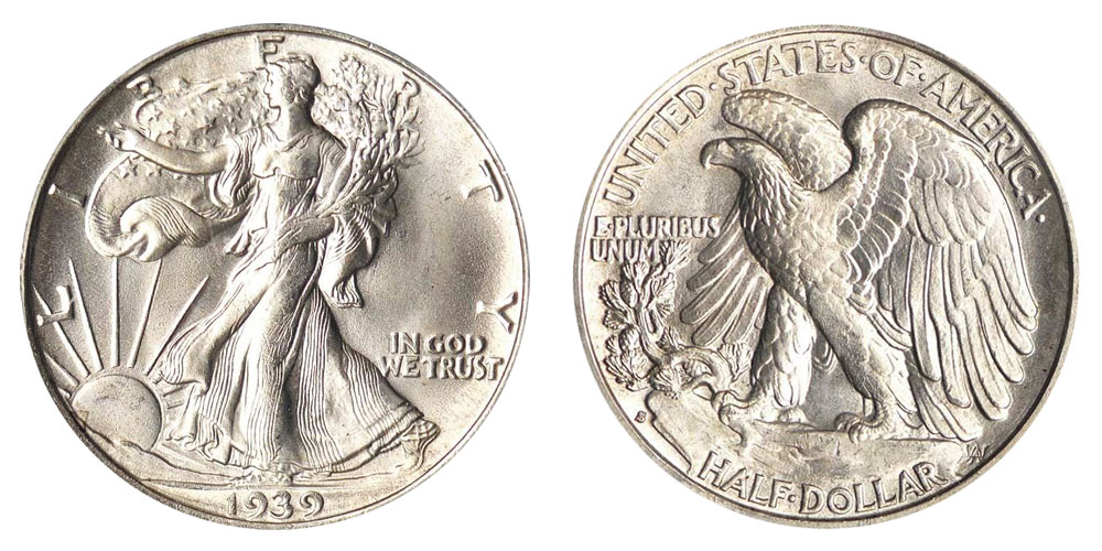 U.S 1939 D Walking Liberty Half Dollar.