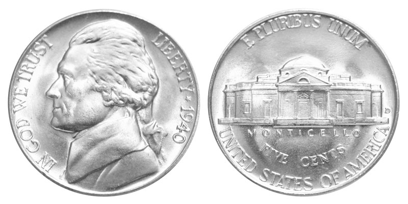 1940-D Denver Circulated Jefferson Nickel Five Cent Coin! 