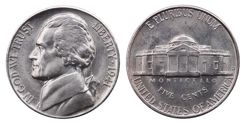 1941-D Denver Circulated Jefferson Nickel Five Cent Coin!