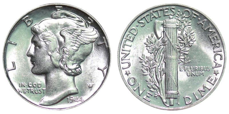 1944 Mercury Silver Dime Coin Value Prices, Photos & Info