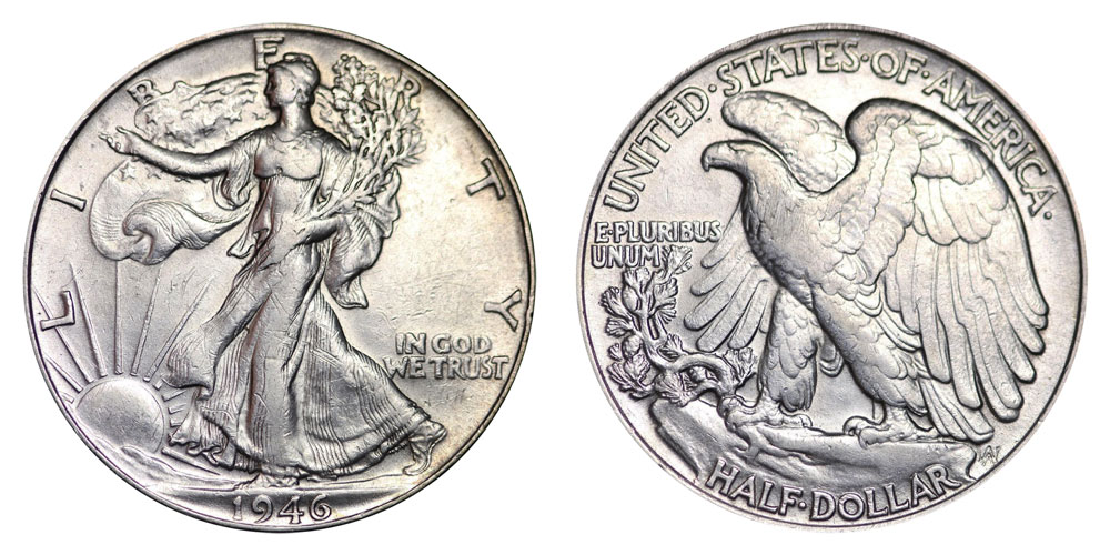 US 1946 Walking Liberty Half Dollar 90% Silver Coin Hinged Money Clip NEW 