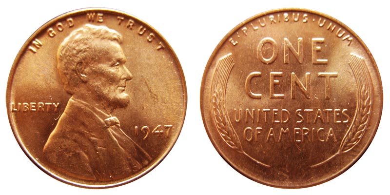 1947  ONE LINCOLN WHEAT CENT #44 