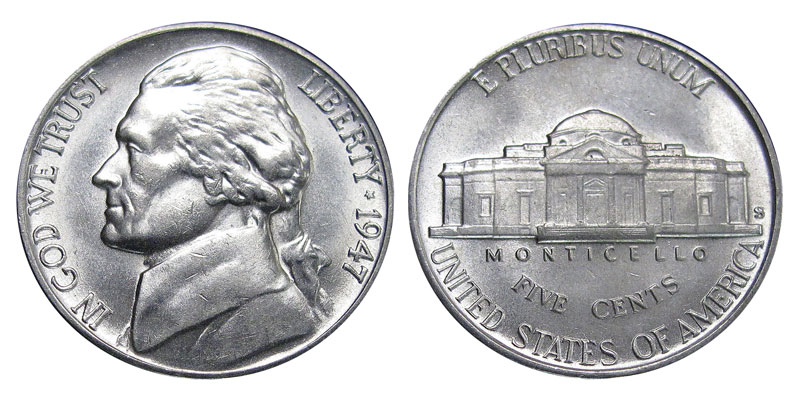 1947 P Jefferson Nickel  ~ Album Hole Filler Coin ~