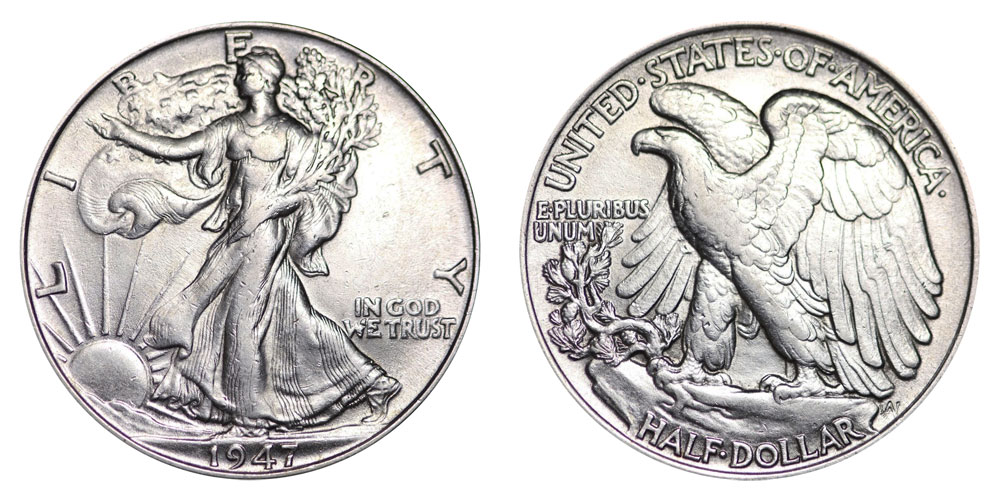 1892-1947 Silver Barber & Walking Liberty Half Dollar 2-Coin Set $1 Face Value 