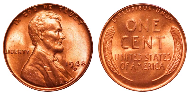 1948 A off Denticles Penny One Cent  Nice Circulated Coin From The Lot.